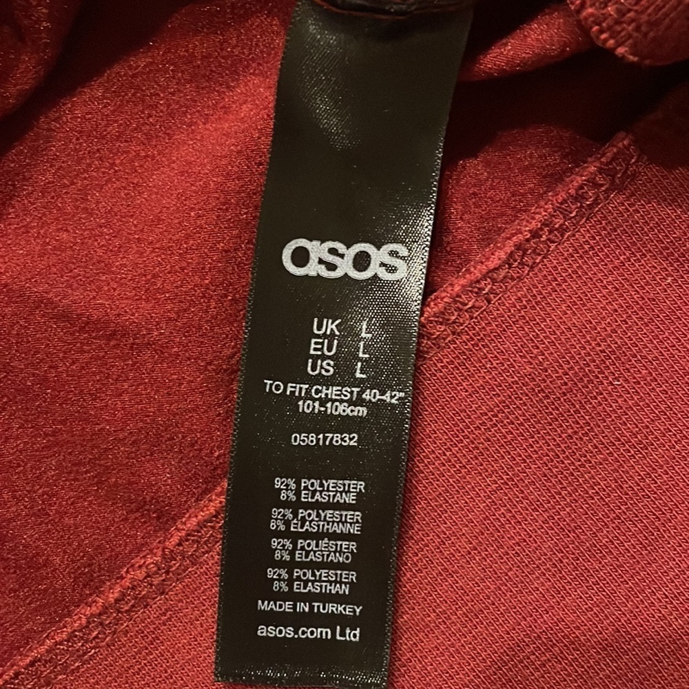 ASOS mens slight satin stretch sweatshirt with metal zippered front pockets L - Picture 8 of 13
